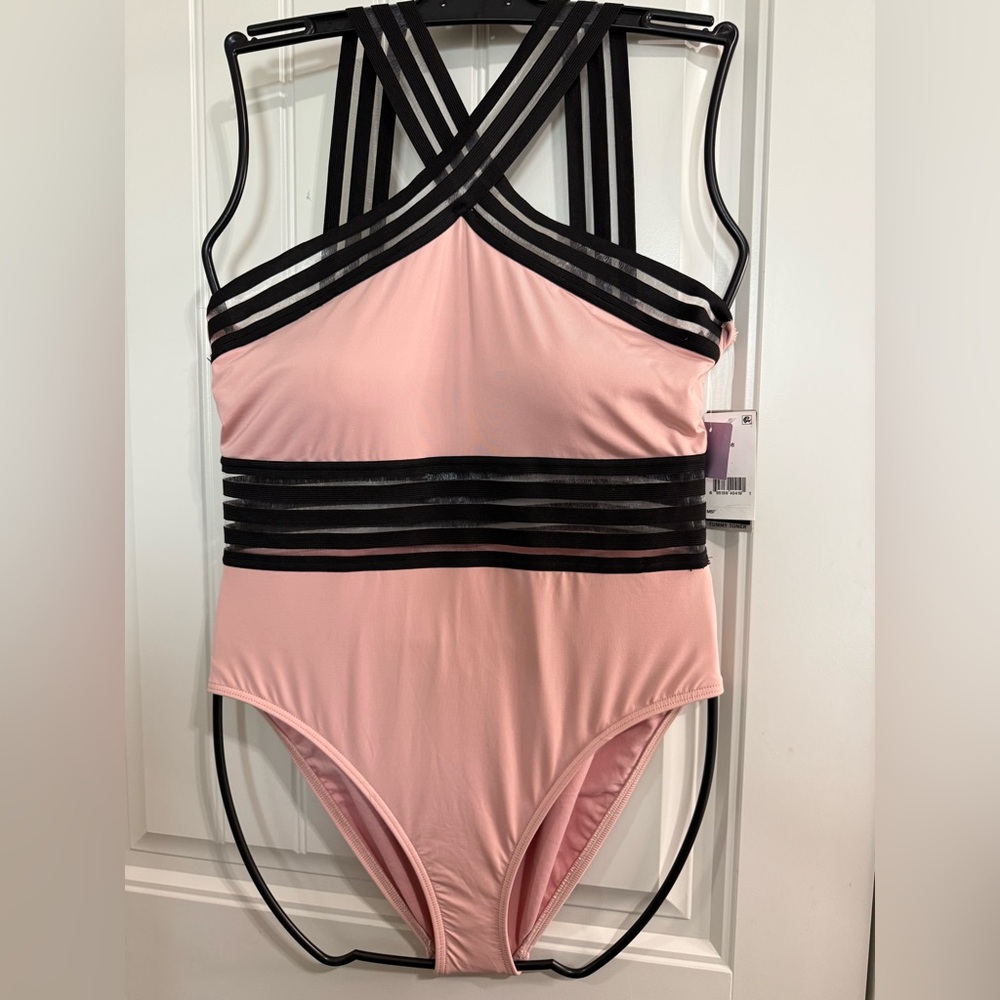 NWT KENNETH COLE Tummy Toner Shape Enhancing Pink One Piece Swimsuit XL